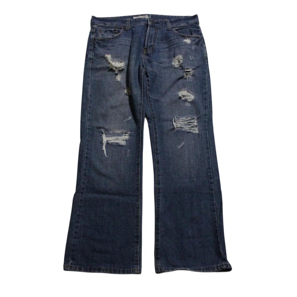 Mens Y2K Skater Streetwear Grunge Punk Urban Bootcut Distressed Jeans